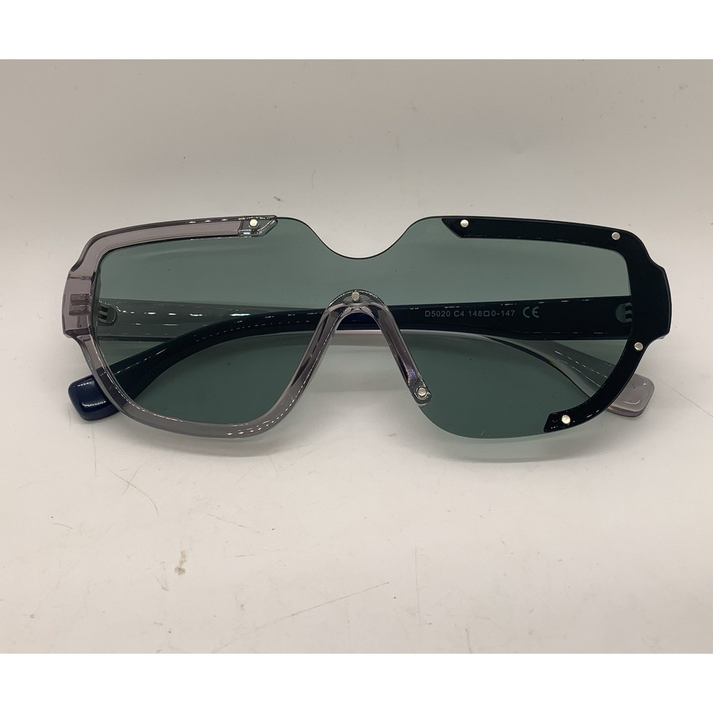 Vanlinker Sunglasses Futuristic Shield Gray Blue Frame Green Lense 9619 - Picture 5 of 10